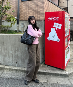 Vネックメランジニット PINK