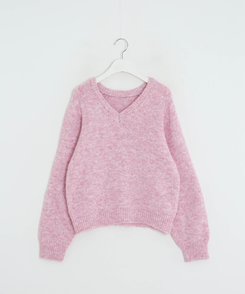 Vネックメランジニット