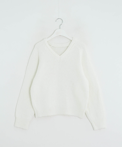 Vネックメランジニット