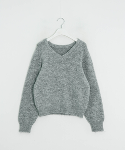 Vネックメランジニット