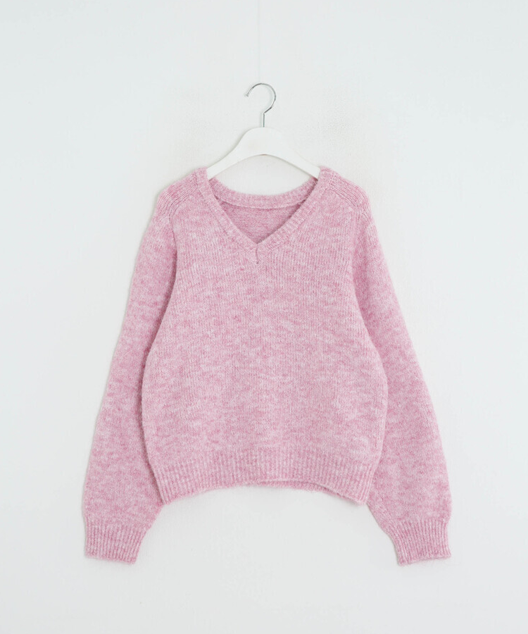 Vネックメランジニット