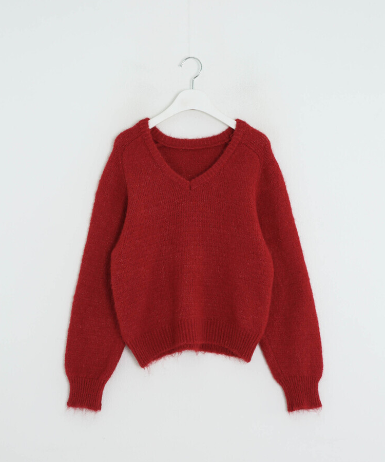 Vネックメランジニット