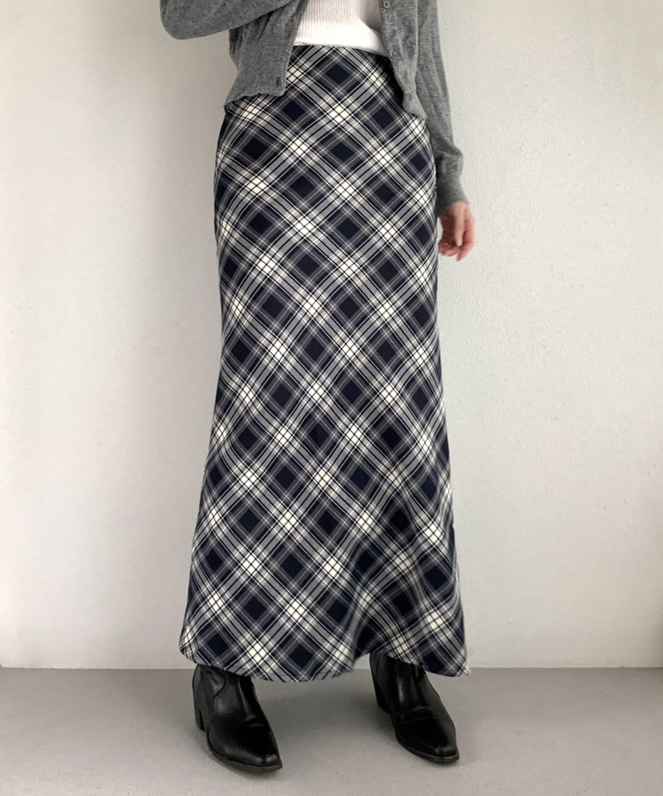 チェックスリムロングスカート｜ミディ/ロングスカート｜韓国