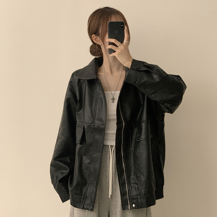 지금부터 겨울까지 쭈욱 쿠쿠다스 루즈핏 가을 긴팔 카라 버튼 라이더 자켓