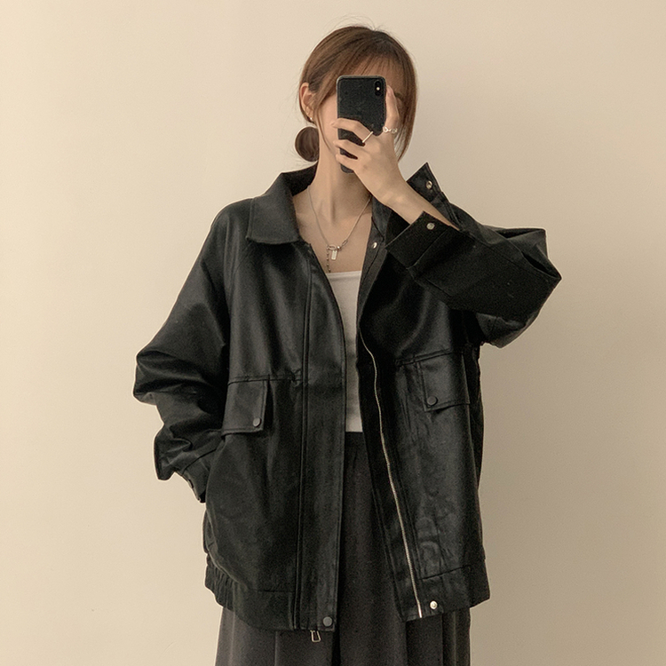 지금부터 겨울까지 쭈욱 쿠쿠다스 루즈핏 가을 긴팔 카라 버튼 라이더 자켓