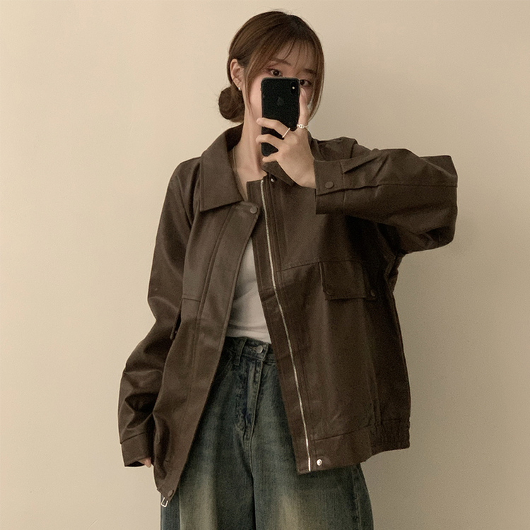 지금부터 겨울까지 쭈욱 쿠쿠다스 루즈핏 가을 긴팔 카라 버튼 라이더 자켓