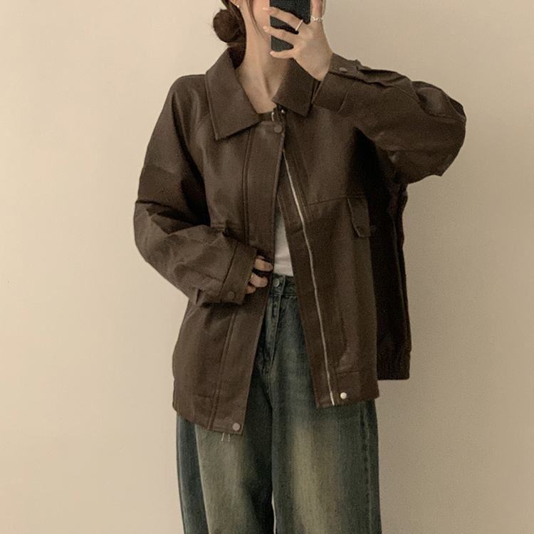 지금부터 겨울까지 쭈욱 쿠쿠다스 루즈핏 가을 긴팔 카라 버튼 라이더 자켓