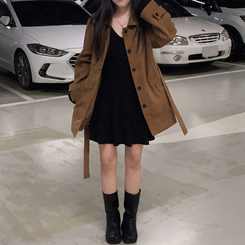 스위트 골지 브이넥 플레어 미디 원피스 블랙