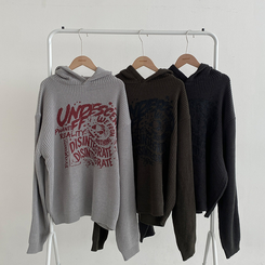 [아방소매] 위픈 빈티지 하찌 레터링 루즈핏 후드 니트