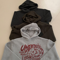 [아방소매] 위픈 빈티지 하찌 레터링 루즈핏 후드 니트