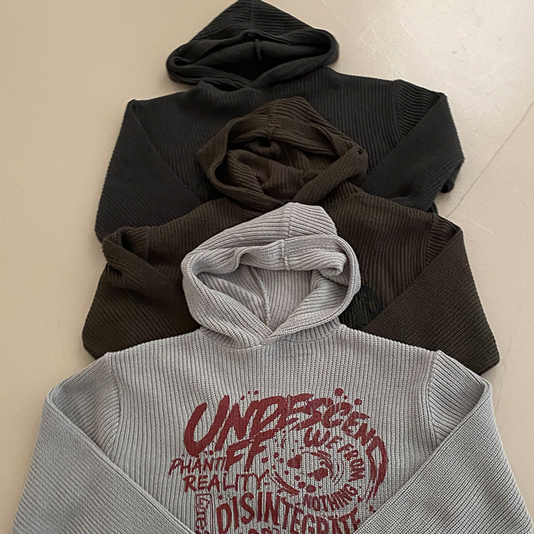 [아방소매] 위픈 빈티지 하찌 레터링 루즈핏 후드 니트