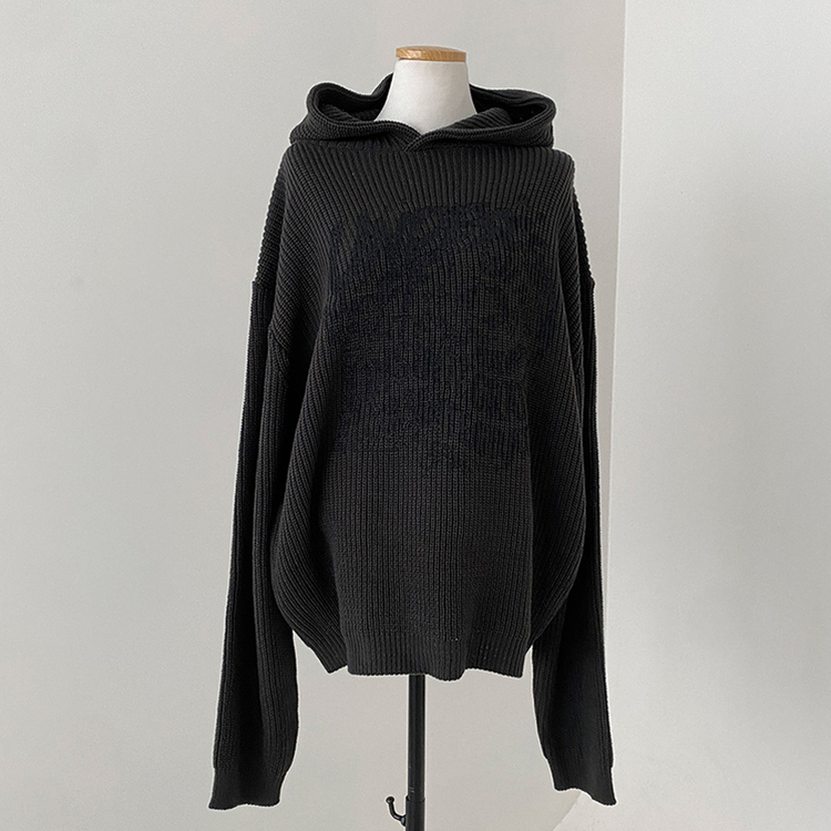 [아방소매] 위픈 빈티지 하찌 레터링 루즈핏 후드 니트