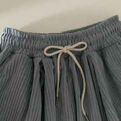 스튜 골덴 코듀로이 가죽패치 루즈 와이드 더블 핀턱 트레이닝 팬츠 6color