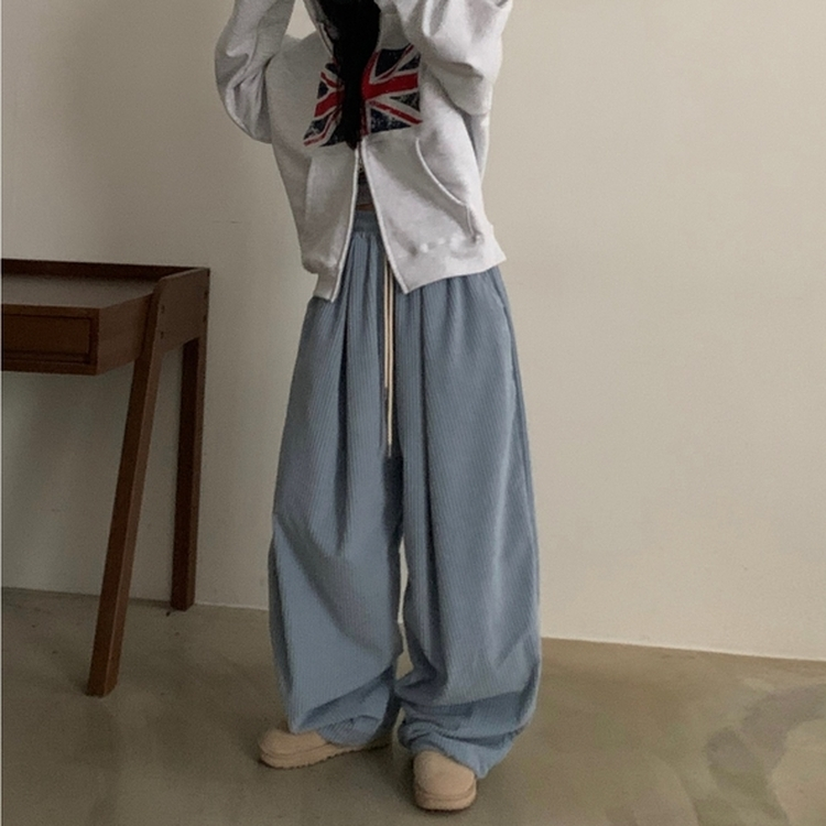 스튜 골덴 코듀로이 가죽패치 루즈 와이드 더블 핀턱 트레이닝 팬츠 6color 소라