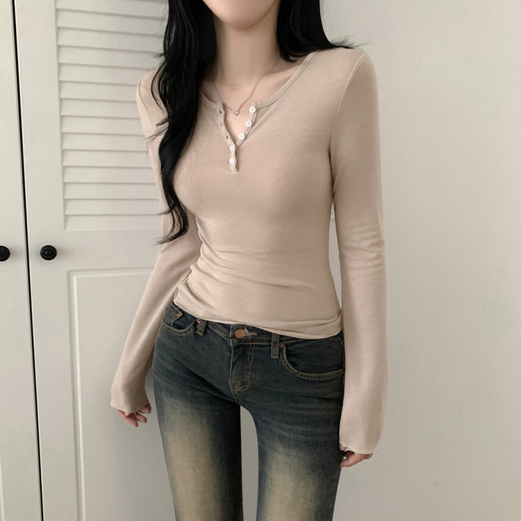 スリムインナー長袖Tシャツ LIGHT BEIGE