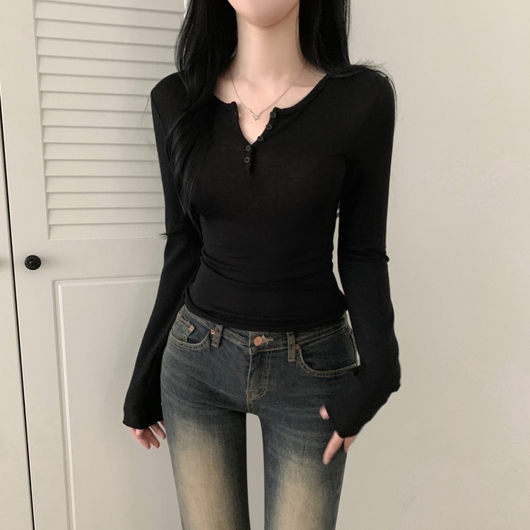 スリムインナー長袖Tシャツ BLACK