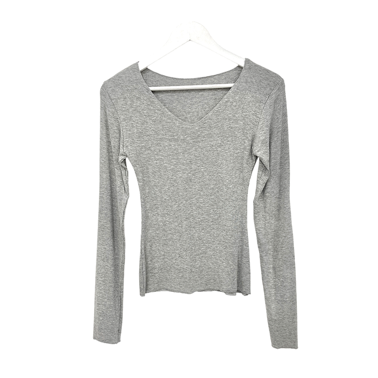 ディープVネック薄手長袖Tシャツ(6color)