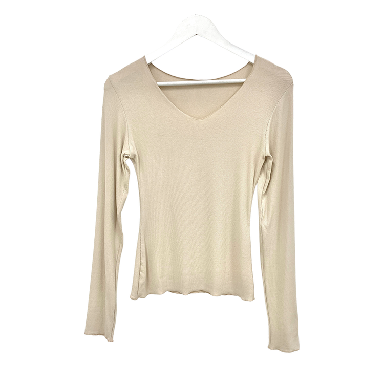 ディープVネック薄手長袖Tシャツ(6color)