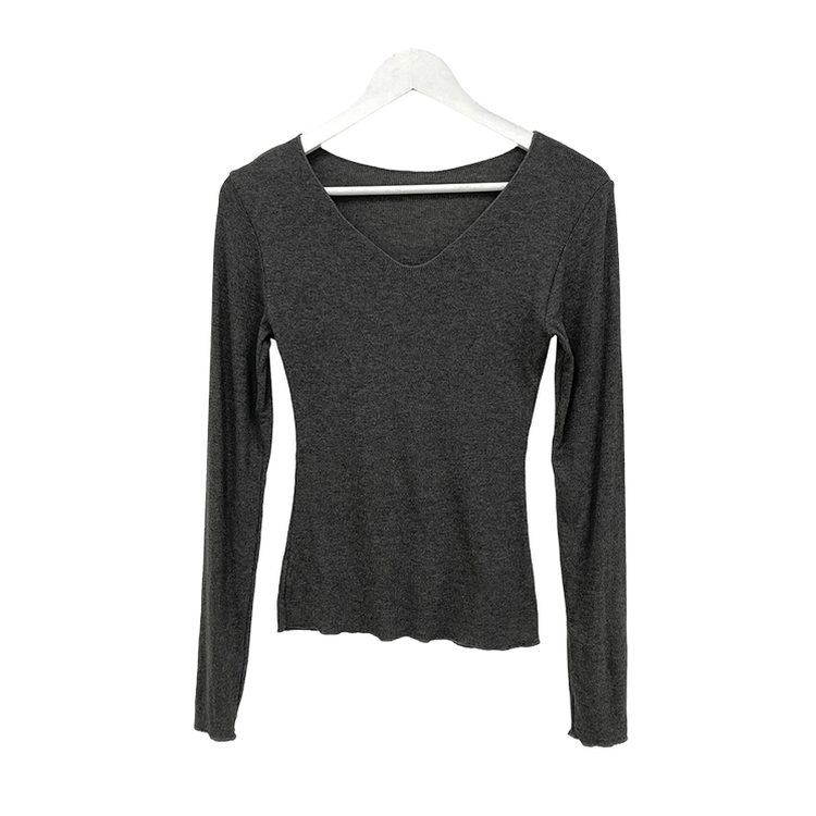 ディープVネック薄手長袖Tシャツ(6color)