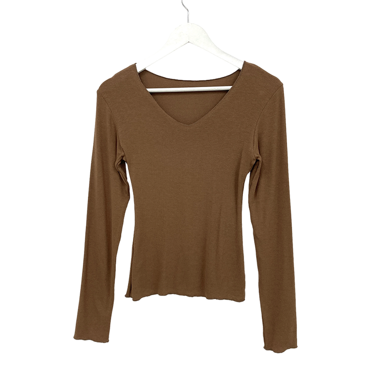 ディープVネック薄手長袖Tシャツ(6color)