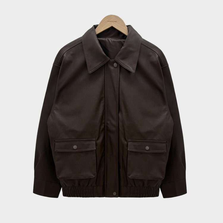 시크한 도시여자솔라리 오버핏 탄탄 레더 자켓 점퍼