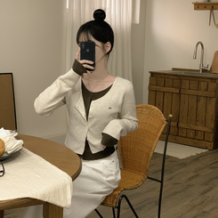 ペンダントワッペンニットカーディガン LIGHT BEIGE