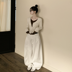 ペンダントワッペンニットカーディガン LIGHT BEIGE