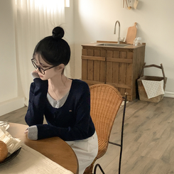 ペンダントワッペンニットカーディガン NAVY