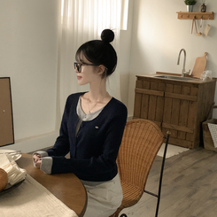 ペンダントワッペンニットカーディガン NAVY