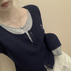 ペンダントワッペンニットカーディガン NAVY