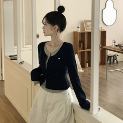 ペンダントワッペンニットカーディガン NAVY