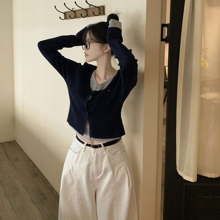 ペンダントワッペンニットカーディガン NAVY