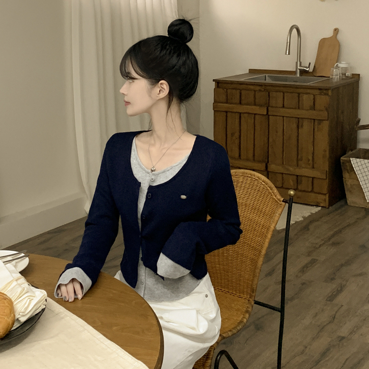 ペンダントワッペンニットカーディガン NAVY