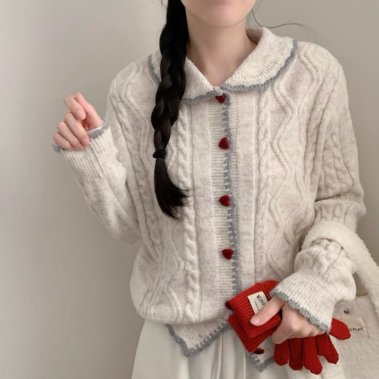 ハートボタンニットカーディガン｜カーディガン｜韓国ファッション通販