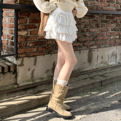 ベルベットティアードAラインミニスカート WHITE