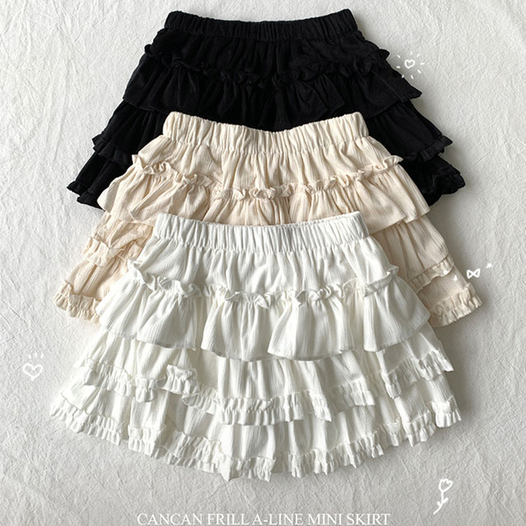 ベルベットティアードAラインミニスカート