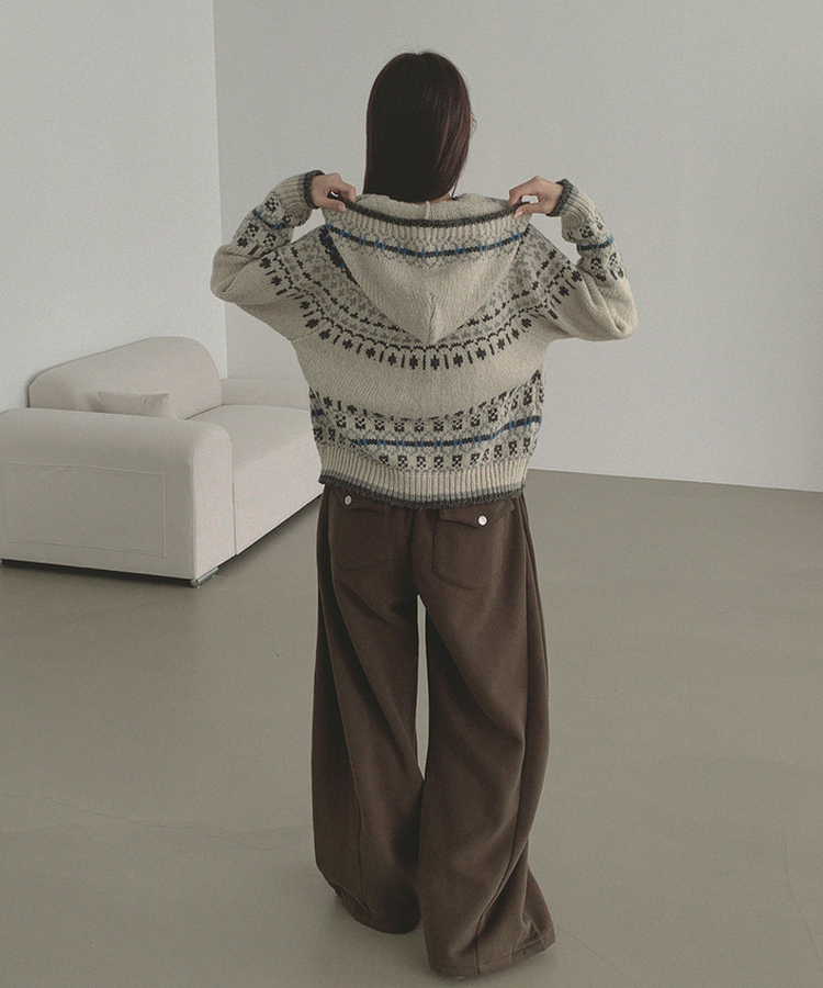 보들 노르딕 보온성 좋은 후드 가디건