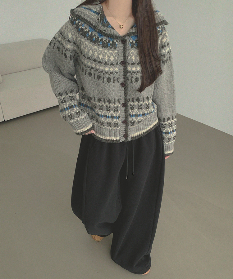 보들 노르딕 보온성 좋은 후드 가디건