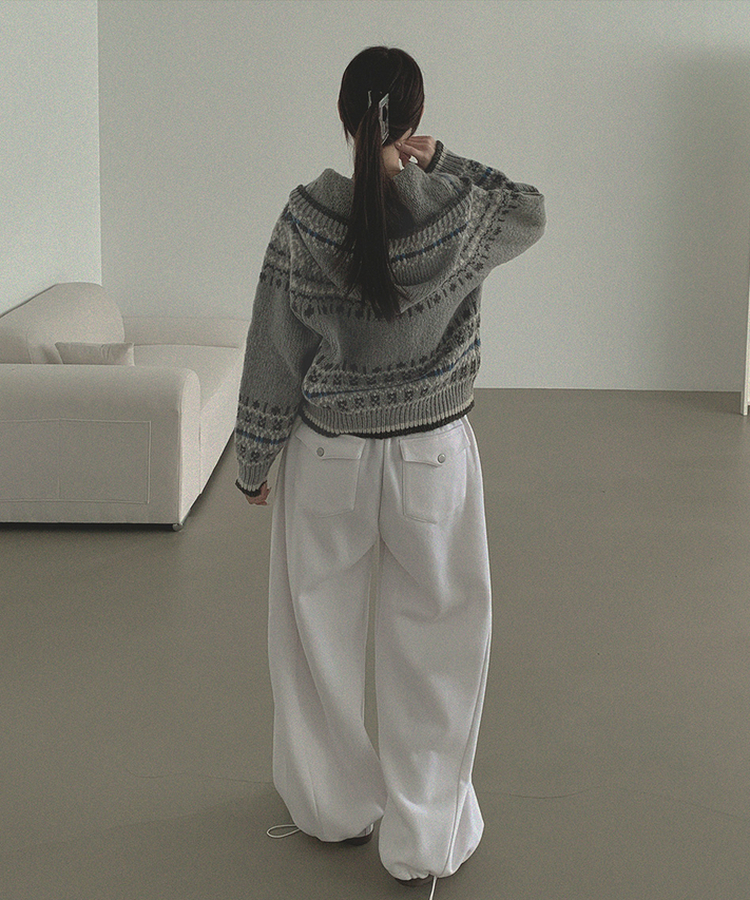 보들 노르딕 보온성 좋은 후드 가디건