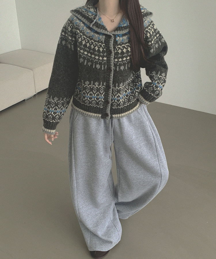 보들 노르딕 보온성 좋은 후드 가디건