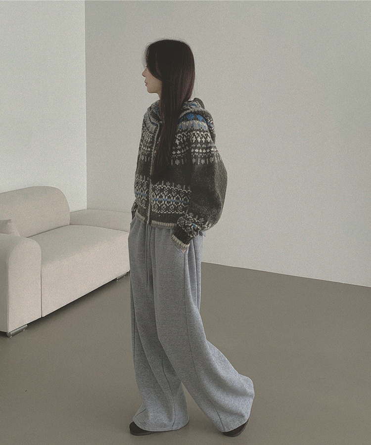 보들 노르딕 보온성 좋은 후드 가디건