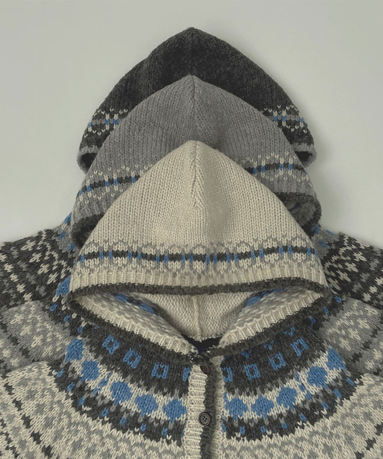 보들 노르딕 보온성 좋은 후드 가디건