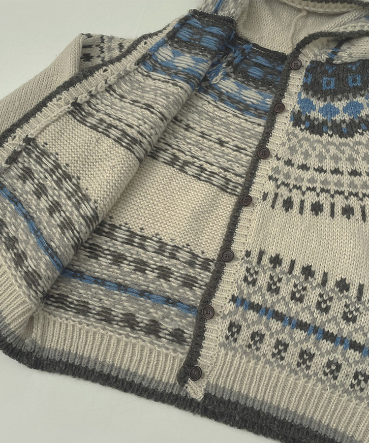 보들 노르딕 보온성 좋은 후드 가디건