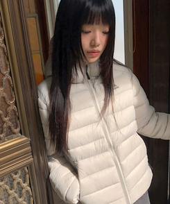 フードナイロン軽量ダウンジャンパー GRAY