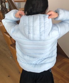 フードナイロン軽量ダウンジャンパー SKY BLUE