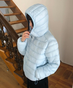 フードナイロン軽量ダウンジャンパー SKY BLUE