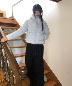 フードナイロン軽量ダウンジャンパー SKY BLUE