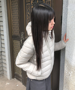 フードナイロン軽量ダウンジャンパー GRAY