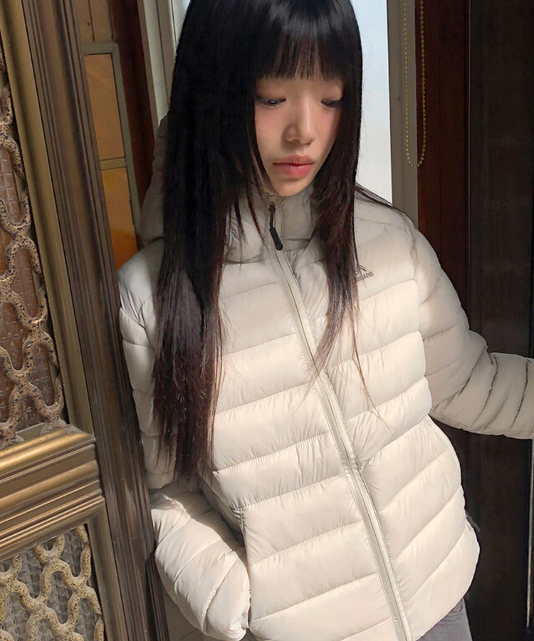 フードナイロン軽量ダウンジャンパー GRAY