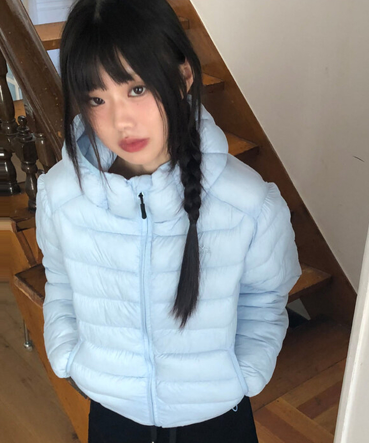 フードナイロン軽量ダウンジャンパー SKY BLUE